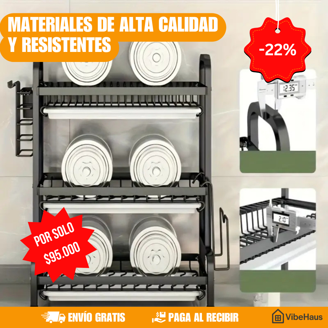 Escurridor de platos de 3 niveles