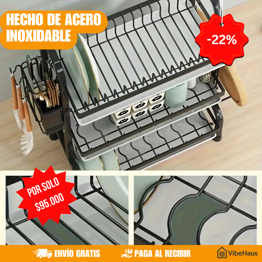 Escurridor de platos de 3 niveles