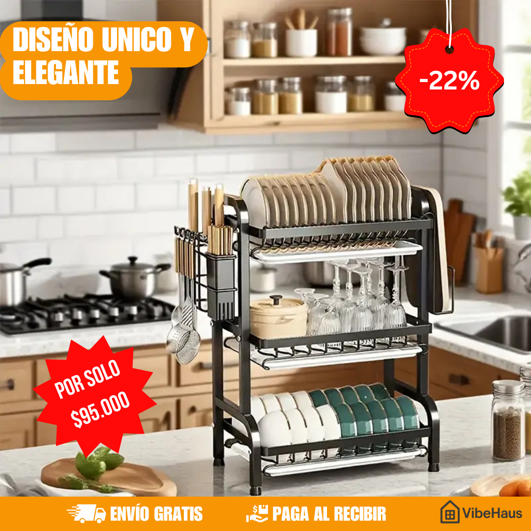 Escurridor de platos de 3 niveles