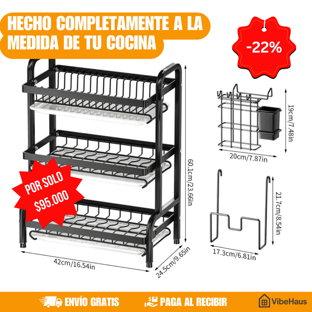 Escurridor de platos de 3 niveles