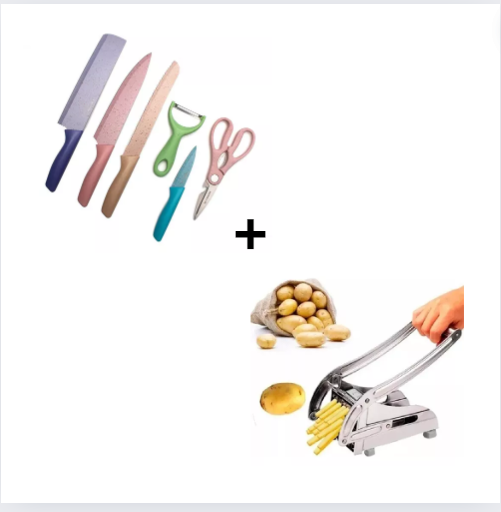 Combo Cuchillos 6 Pzs Cortador De Papas