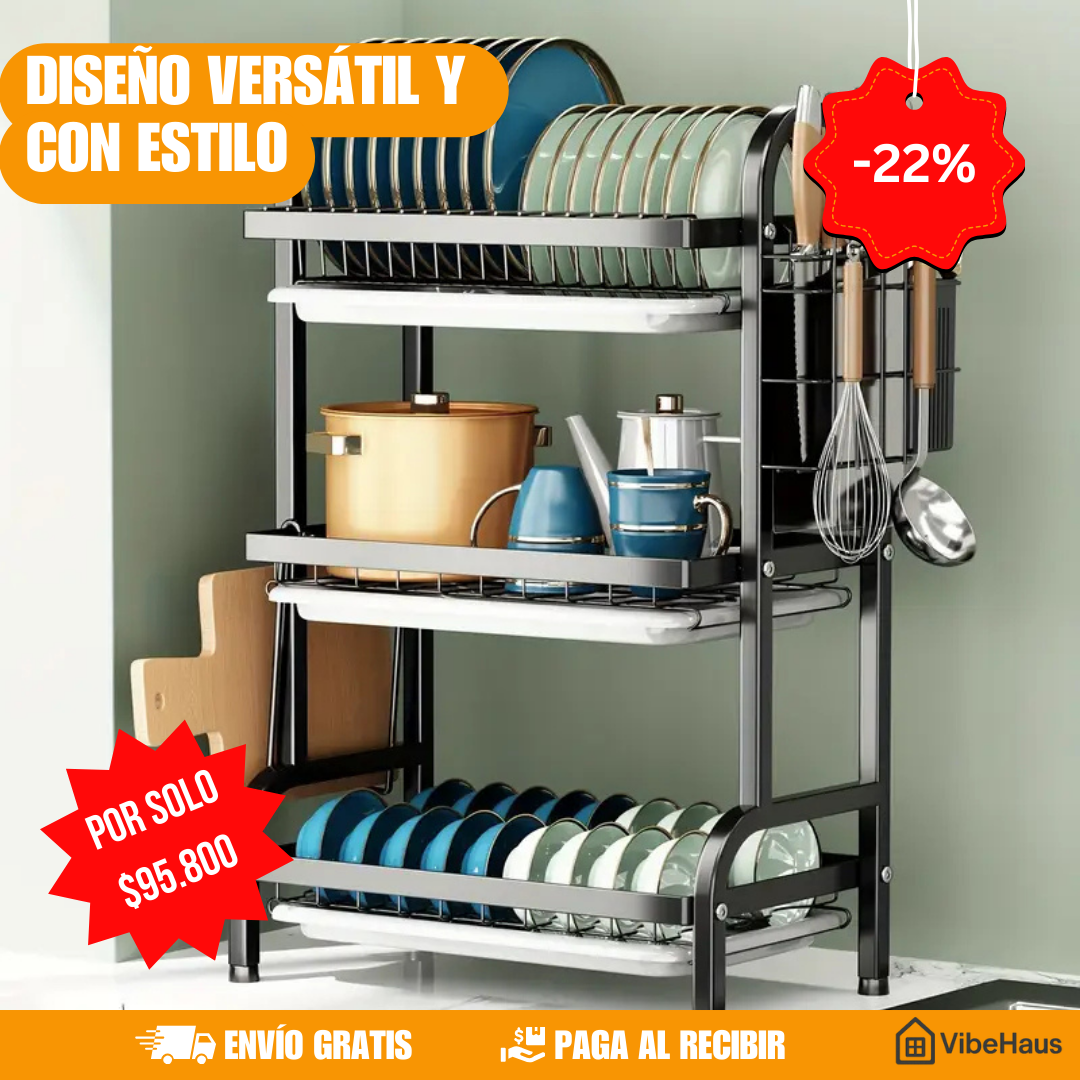 Escurridor de platos de 3 niveles
