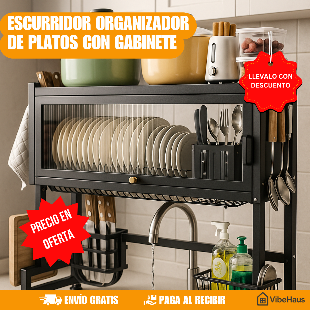 Escurridor Organizador de Platos con Gabinete