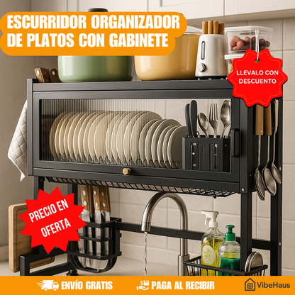 Escurridor Organizador de Platos con Gabinete